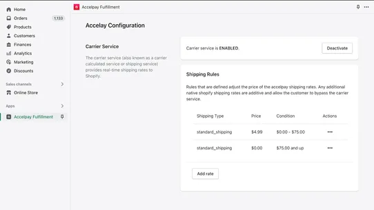 Accelpay Fulfillment screenshot