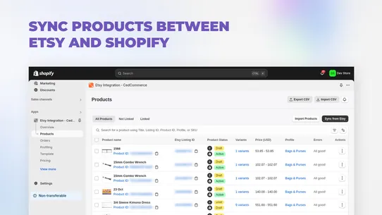 Etsy Integration ‑ CedCommerce screenshot