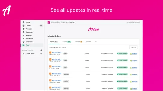 Athlete ‑ Etsy Order Sync screenshot