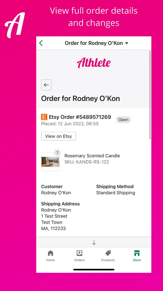 Athlete ‑ Etsy Order Sync screenshot