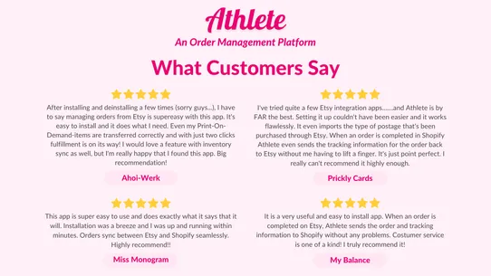 Athlete ‑ Etsy Order Sync screenshot