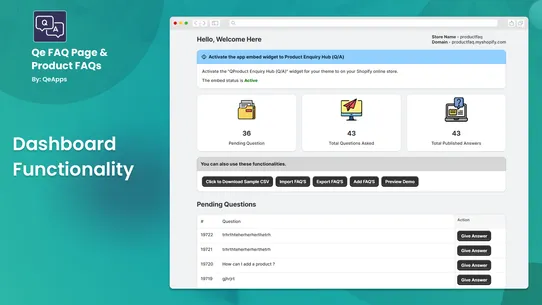 Qe FAQ Page &amp; Product FAQs screenshot
