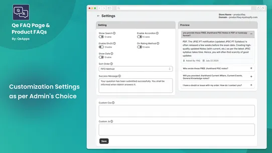 Qe FAQ Page &amp; Product FAQs screenshot