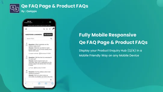 Qe FAQ Page &amp; Product FAQs screenshot