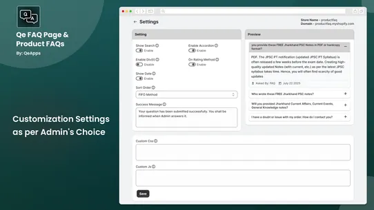 Qe FAQ Page &amp; Product FAQs screenshot