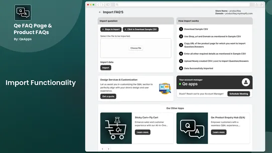 Qe FAQ Page &amp; Product FAQs screenshot