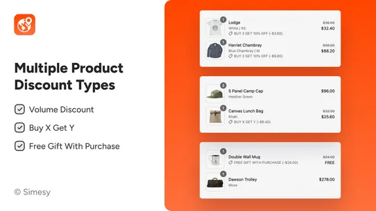 Simesy Stackable Discounts screenshot