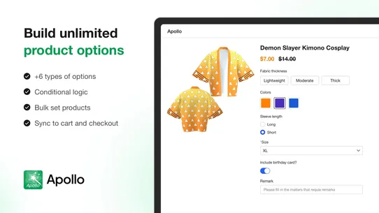 Apollo product options variant screenshot