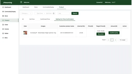 JH Order Management Platform screenshot