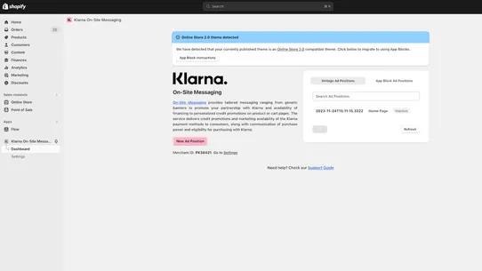 Klarna On‑Site Messaging screenshot