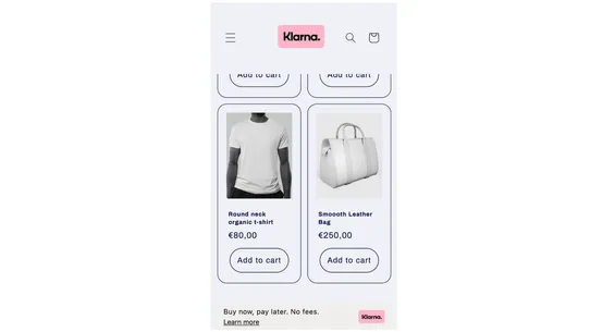 Klarna On‑Site Messaging screenshot