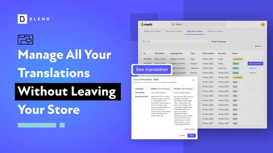 BLEND ‑ Store Translation screenshot