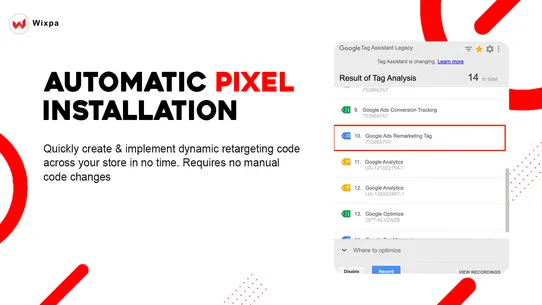 Wixpa Google Ads Remarketing screenshot