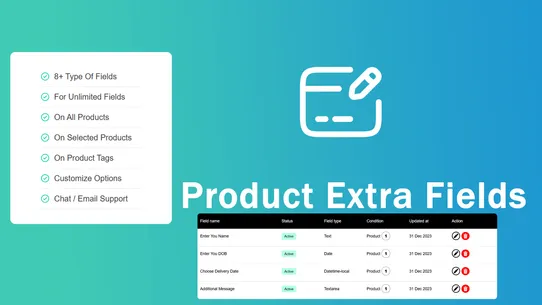 Product Extra Fields ‑ Soronix screenshot