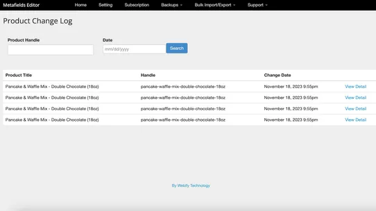 Webify Metafields Editor screenshot