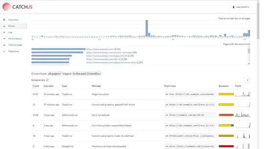 Error Tracking with CatchJS screenshot