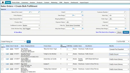 Pulse Commerce OMS screenshot