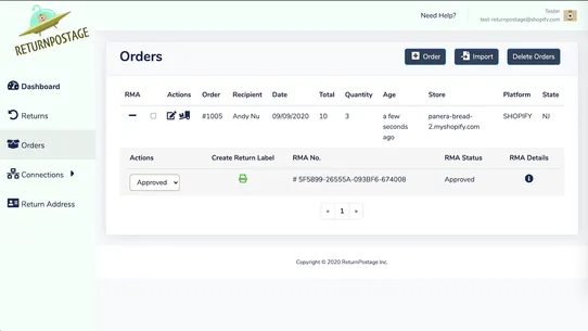ReturnPostage Automate Returns screenshot