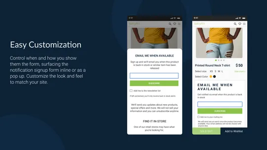 Swym Back in Stock Alerts screenshot