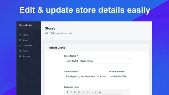 Storefolio ‑ store locator screenshot