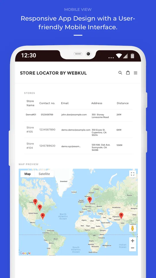 Webkul Store Locator screenshot