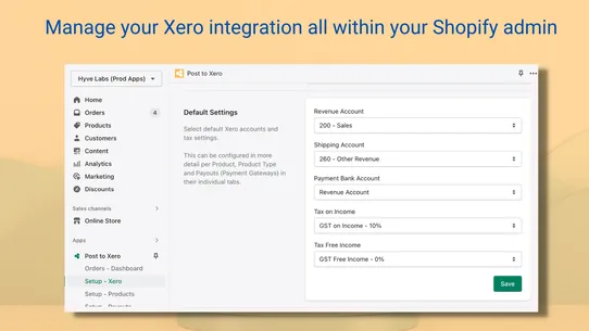 Hyve ‑ Post to Xero screenshot