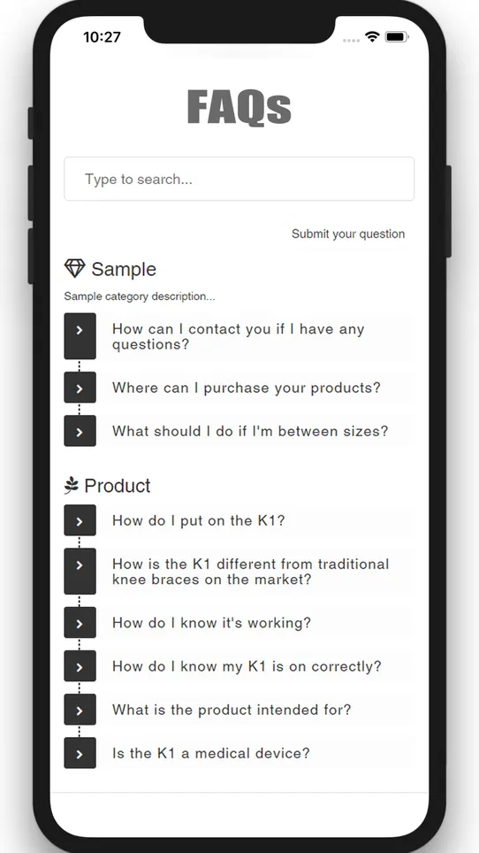 D: FAQ Page ‑ Product FAQs screenshot