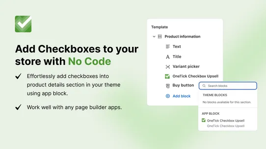 OneTick Checkbox Upsell screenshot