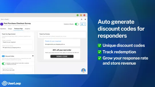 UserLoop Post Purchase Surveys screenshot