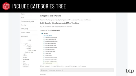 Categories by BTP screenshot