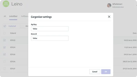 Leino ‑ Cargonizer integration screenshot