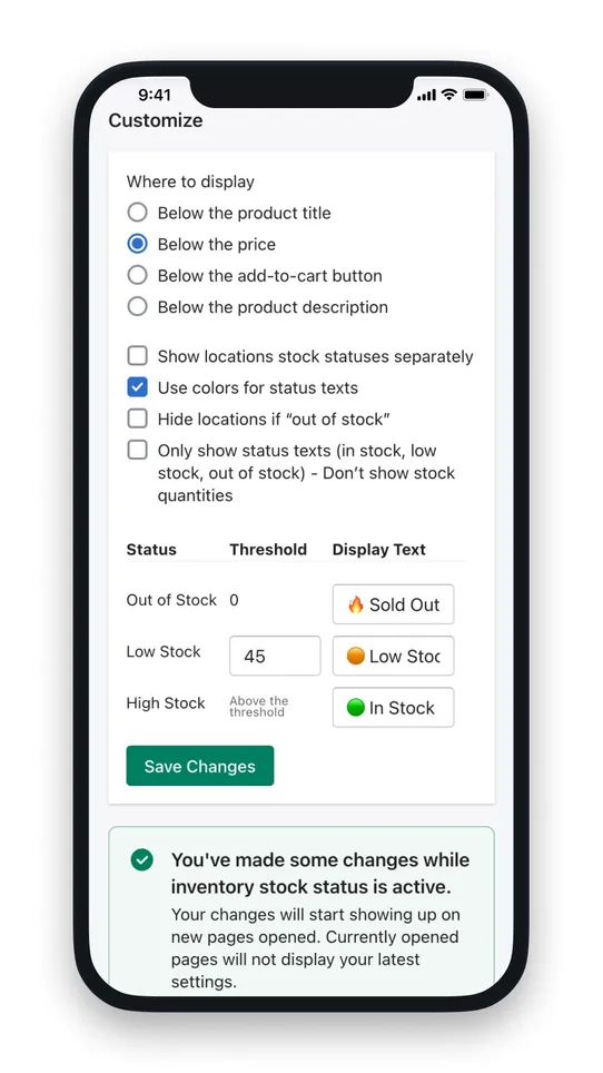 Pi ‑ Inventory Stock Level screenshot