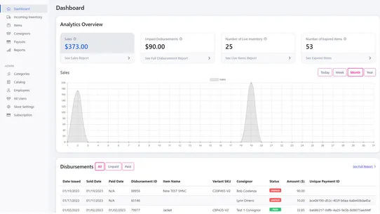 Aravenda Consignment Software screenshot