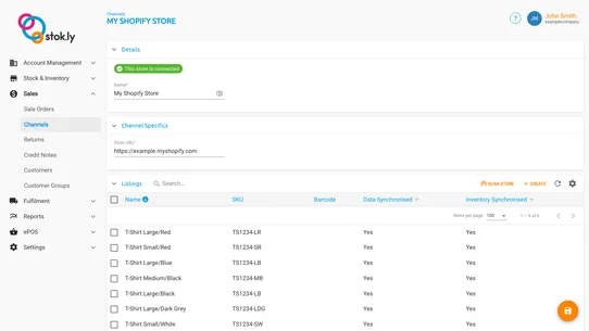 Stok.ly eCommerce Connection screenshot