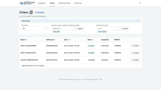 eFulfillment Service screenshot