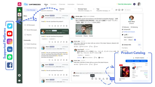 ChatBreezes AI SocialInbox CRM screenshot