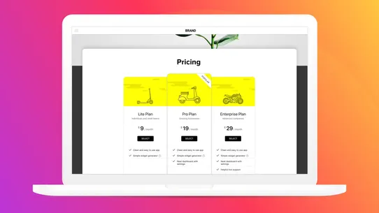 Elfsight Product Pricing Table screenshot