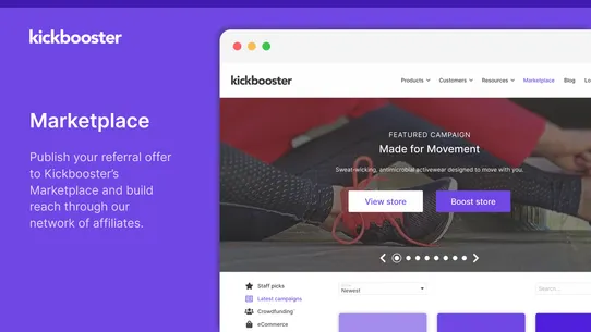 Kickbooster ‑ Affiliates screenshot