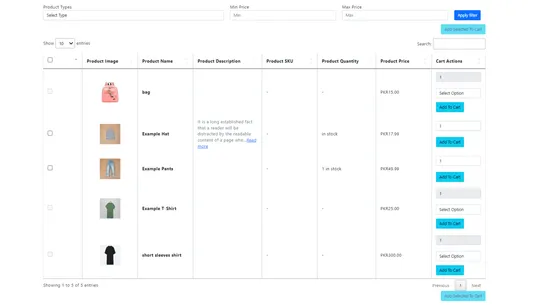 Tabular:Products in Table View screenshot