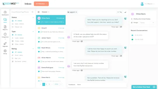 DeskMoz ‑24x7 Live Chat Agents screenshot