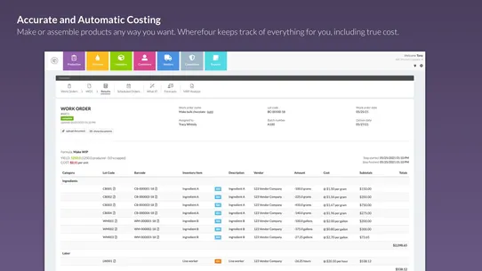 Wherefour ERP/Traceability screenshot