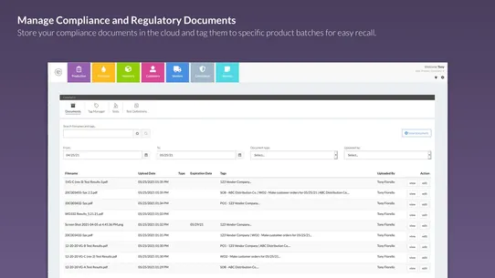 Wherefour ERP/Traceability screenshot