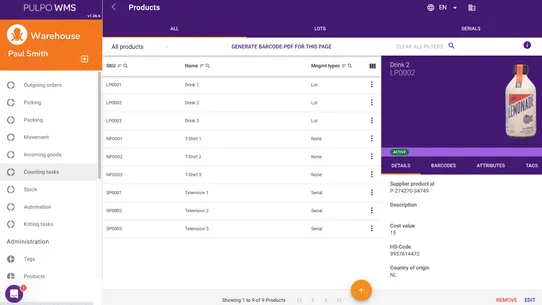 PULPO WMS Warehouse Management screenshot