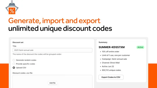 Bulk Discount Code Bot screenshot