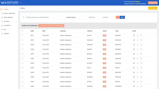 Invoice + Sales Tax Webplanex screenshot