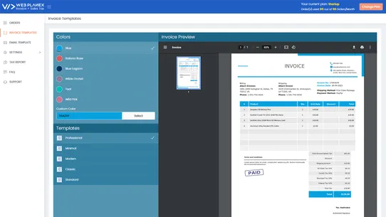 Invoice + Sales Tax Webplanex screenshot