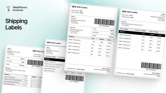 Webplanex: Invoices &amp; Labels screenshot