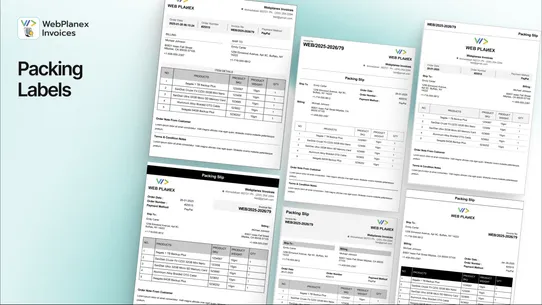 Webplanex: Invoices &amp; Labels screenshot