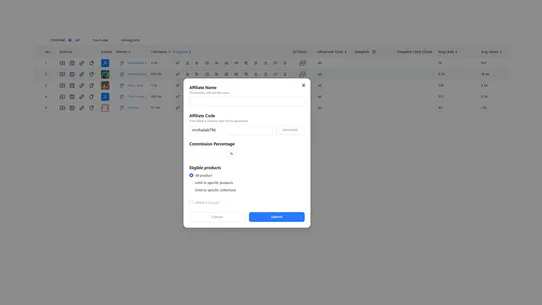 SBK Influencer Affiliate Hub screenshot