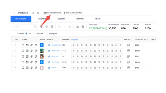 SBK Influencer Affiliate Hub screenshot